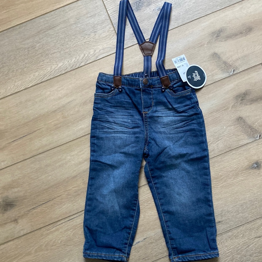 New baby jeans with suspenders 18-24 mo.
